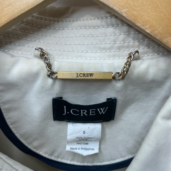 J. Crew Khaki Belted Trench Coat Jacket size 0/S - Picture 4 of 8